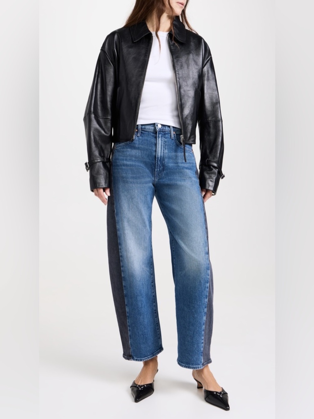 MOTHER Petite Lil Half Pipe Flood Jeans, size 33